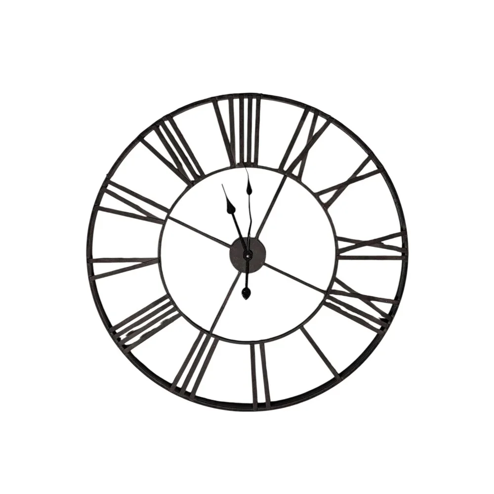 Unbranded Wall Clock Home 24in Dark Bronze Excellent Roman Numeral Industrial